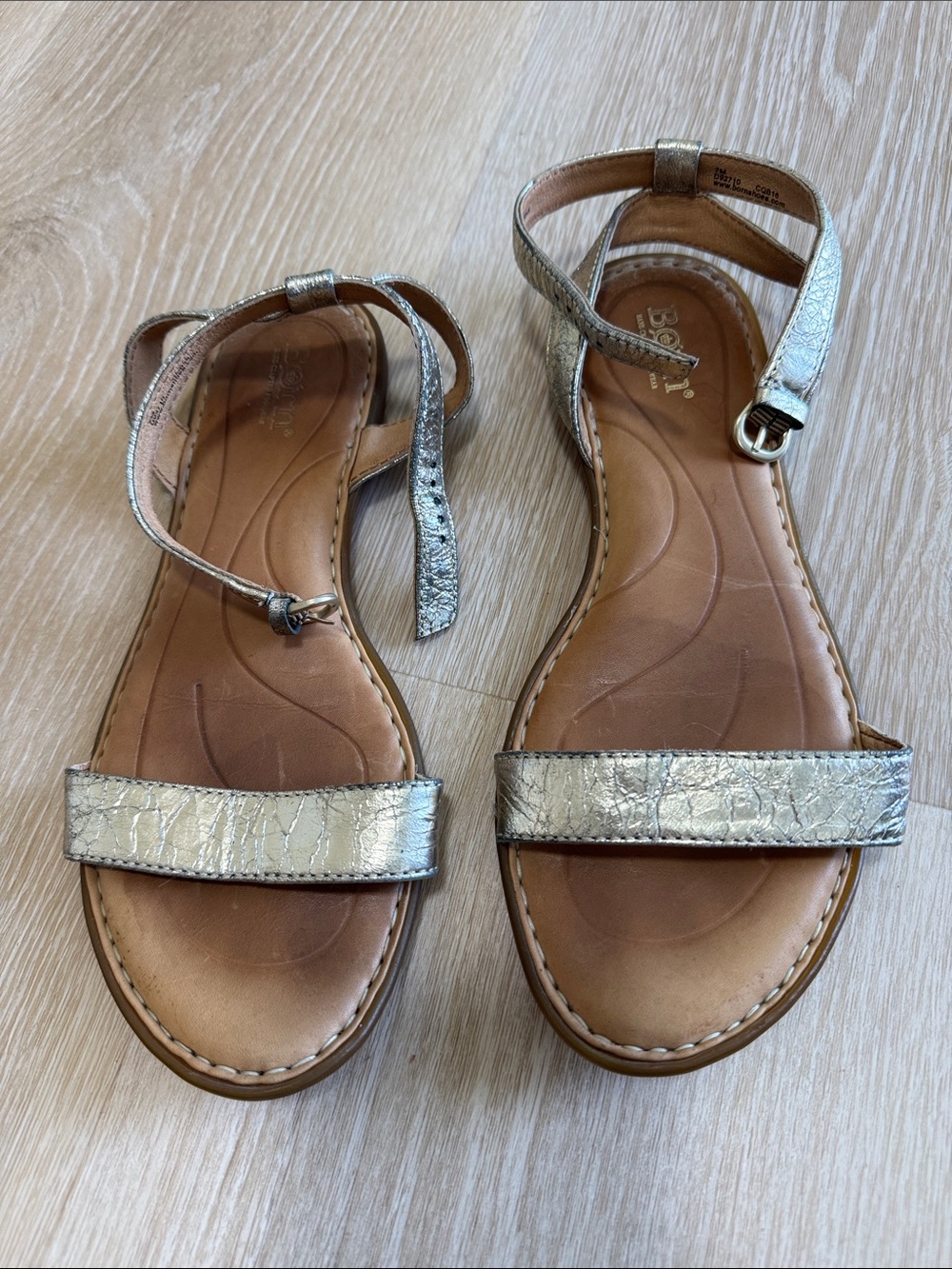 Born Metallic Silver Ankle-Strap Sandals